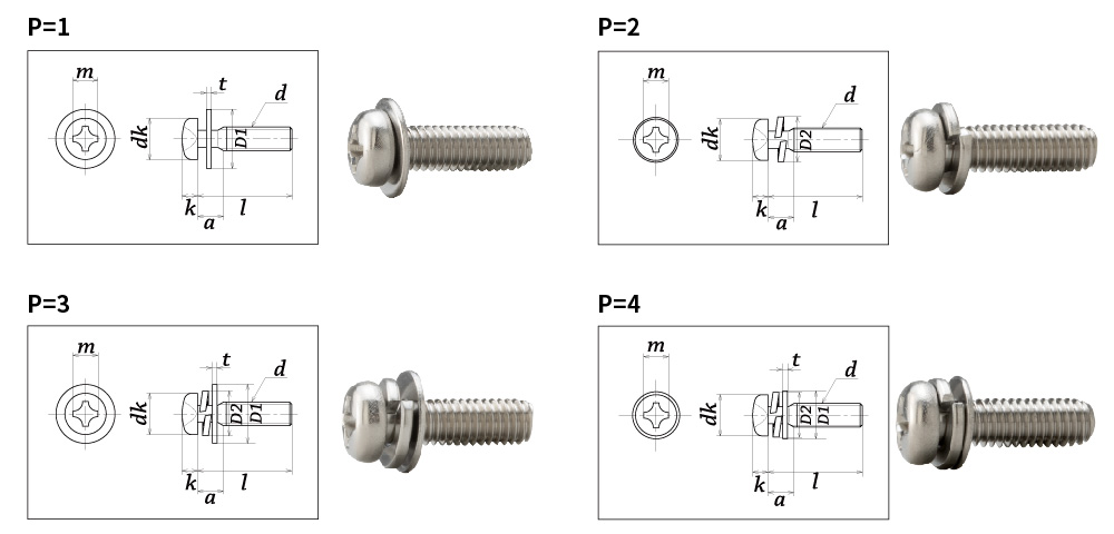 M4X10 ( )ﾅﾍﾞP=4 組み込みねじ SUS316L 生地(標準) - ネジ・釘・金属素材